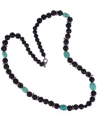 Artisan - Onyx Turquoise Diamond 925 Sterling Silver Beaded Necklace Carving Jewelry - Lyst