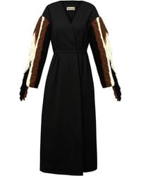 ALINA CERNĂTESCU - Totem Maxi Cotton Coat & With Hand-Knitted Wool Sleeves And Belt - Lyst