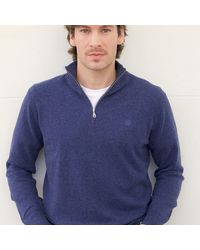 Bel Cashmere - Cashmere Half-Zip Denim Sweater - Lyst
