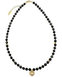 Farra - Obsidian With Evil Eye Pendant Choker - Lyst
