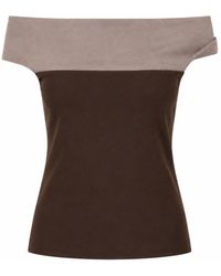 Elamins - Two Tone Off Shoulder Top Charcoal - Lyst