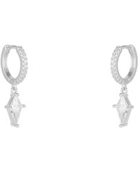 Spero London - Sterling Triangle Pave Spike Hoop Earrings - Lyst