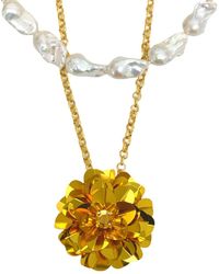 PINAR OZEVLAT - Baroque Pearl Layered Blossom Necklace - Lyst