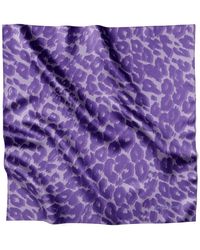 Lamberty Munich - Smooth Cheetah Italian Mulberry Silk Scarf Lilac - Lyst
