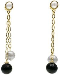Farra - Obsidian And Freshwater Pearls Drop Earrings - Lyst