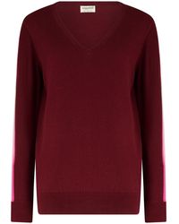 Sugarhill - Doris V-Neck Sweater Burgundy Stripe - Lyst
