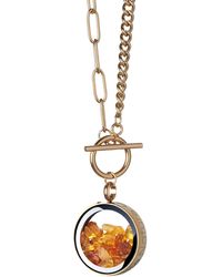 My Little Nature - Plated Amber Necklace – Genuine Amber Stones & Magnifying Glass For Love & Passion - Lyst