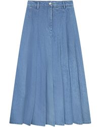 Rave on Trend - Pleated Denim Skirt - Lyst