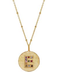 Yvonne Henderson Jewellery Initial Disc Necklace With Multi Coloured Gemstones - Metallic