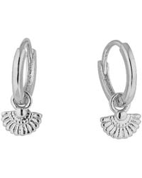 Bermuda Watch Company - Annie Apple Iris Fan Charm, Sterling, Huggie Hoop Earrings - Lyst