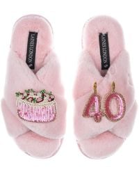 Laines London - Classic Laines Slippers With 40Th Birthday & Cake Brooches - Lyst