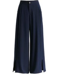 Paisie - Wide Leg Trousers With Side Pleats And Split Hem - Lyst
