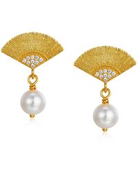 Janus Edinburgh - Vermeil Ouroboros Fan Earrings With Freshwater Pearls - Lyst