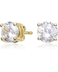 Genevive Jewelry - Sterling Plated With Round Diamond Cubic Zirconia Solitaire Stud Earrings - Lyst