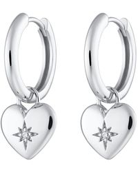 Scream Pretty - Puffed Heart Charm Hoop Earrings - Lyst