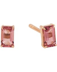 Artisan 18k Rose Gold Octagon Shape Pink Tourmaline Stud Earrings Handmade Jewellery