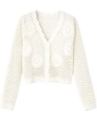 Yumi' - Flower Crochet Cardigan - Lyst