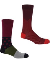 Peper Harow - Made in England - Mayfair & Hilltop Burgundy Socks 2 Pack - Lyst