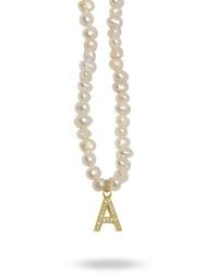 LINYA JEWELLERY - Mono Letter Pearl Necklace A - Lyst