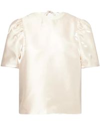 Amy Lynn - Neutrals Aurelia Puffball Satin Tie Top - Lyst