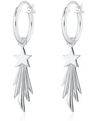 Lily Charmed - Sterling Shooting Star Charm Hoop Earrings - Lyst