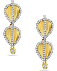 Artisan - Yellow Gold Pear Shape Stud Earrings Natural Diamond Jewelry - Lyst