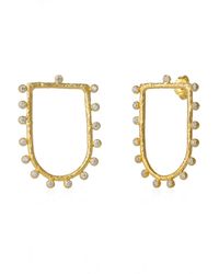 Spero London - Sterling Shield Crown Natural Textured Earrings - Lyst