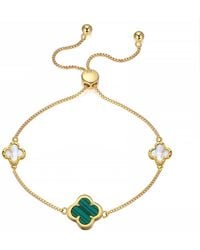 Shaded the Label - Niamh Malachite Clover Adjustable Bracelet - Lyst