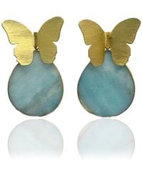 Rare Matters Jewelry - Spring Butterfly Amazonite Statement Earrings - Lyst