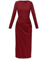 ALINA CERNĂTESCU - Zahara Dark Mini Cocktail And Office Lyocell Draped Bodycon Dress - Lyst