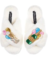 Laines London - Neutrals Classic Laines Slippers With Birthday Bubbles Brooches - Lyst