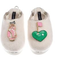 Laines London - Neutrals Flatform Cloud Closed Toe Slippers With Golf Lover Brooches - Lyst