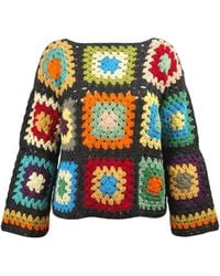 Ana Chic - Charcoal Trim Granny Square Handmade Crochet Jumper - Lyst