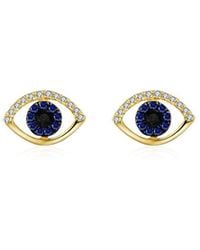 Genevieve Collection - 18K Evil Eye Sapphire Diamond Earring - Lyst
