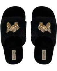 Rettrose - Mae Luxury Plush Diamanté Embellished Handmade Slipper - Lyst