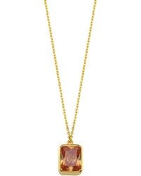 LINYA JEWELLERY - Rectangular Champagne Crystal Stone Chain Necklace - Lyst