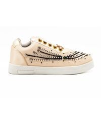 Rettrose - Neutrals Nancy Luxury Buttermilk Satin Handmade Embellished Tennis Shoe - Lyst