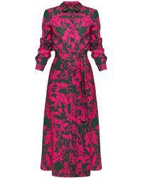 UNDRESS - Avia Green Magenta Pink Floral Printed Shirt Dress - Lyst