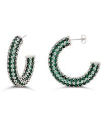 SHYMI - Colored Crystal Pave Hoop Earrings - Lyst