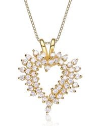 Genevive Jewelry - Sterling Plated With Clear Cubic Zirconia Accent Open Heart Necklace Size Small - Lyst