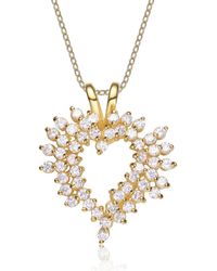 Genevive Jewelry - Sterling Silver Gold Overlay Cubic Zirconia Accent Open Heart Necklace Size Small - Lyst