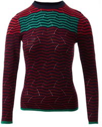 Fully Fashioning - Mia Transfer Stitch Colour Blocking Sweater Knit Top - Lyst