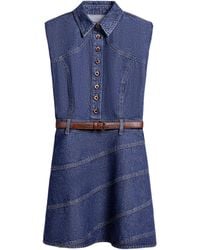Nocturne - Belted Denim Mini Dress - Lyst
