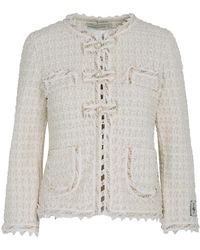 The Extreme Collection - Tweed Cotton Blend Jacket With Patch Pockets And Pearl Buttons Zoe - Lyst