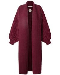 The Extreme Collection - Burgundy Long Knit Cardigan Dominic - Lyst