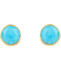 LÁTELITA London Medium Circle Stud Earrings Gold Turquoise - Blue