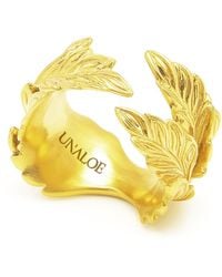 Unaloe - Adjustable-Plated Leaf Ring For – Nature Inspired Open Band Statement Jewelry - Lyst