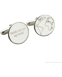 Posh Totty Designs - Sterling Daddy You Are My World Globe Travel Cufflinks - Lyst