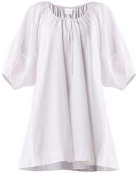 REISTOR - Puff Sleeved Dress With Drawstring Neckline - Lyst