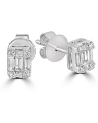 Artisan - Baguette & Round Diamond Cluster Stud Earrings - Lyst